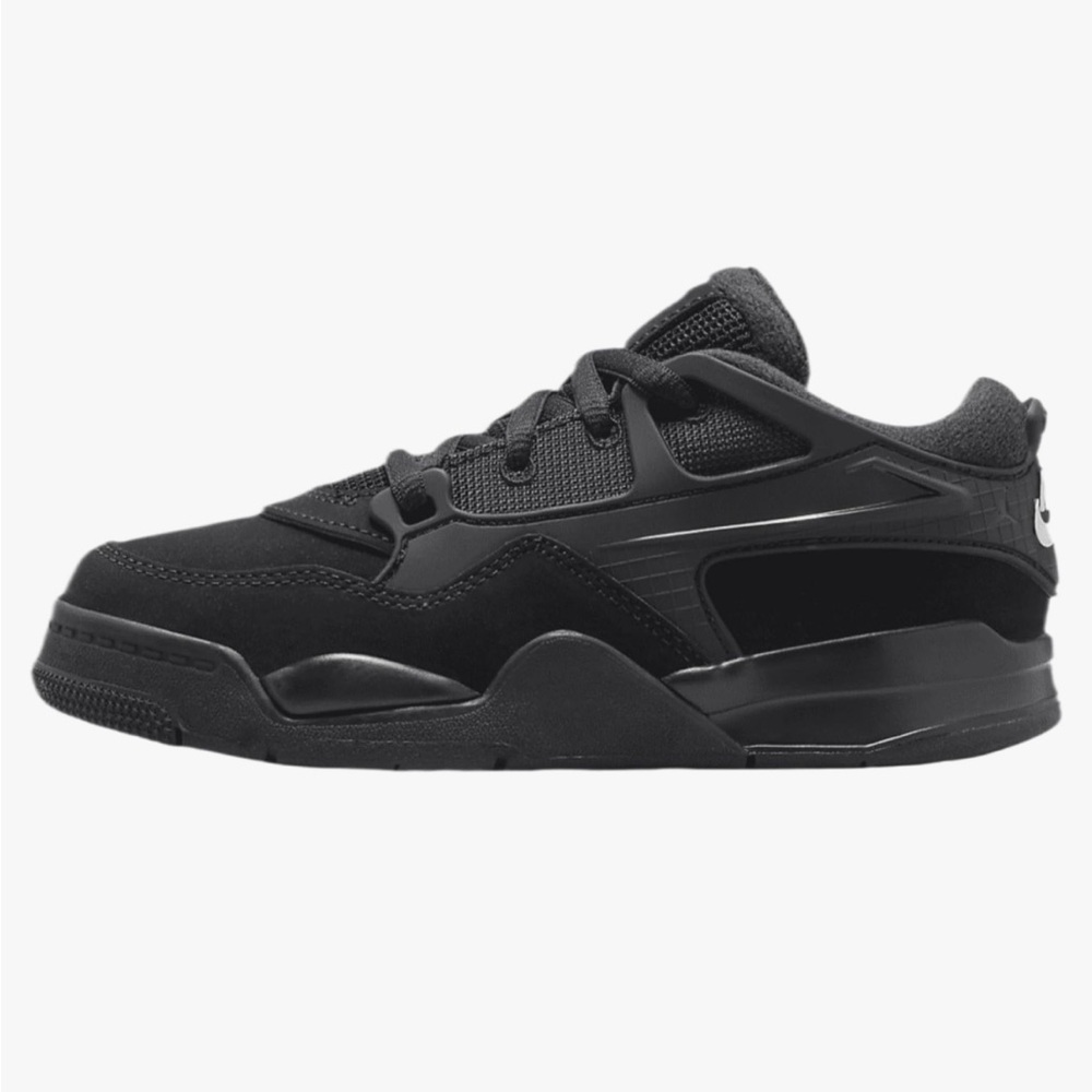 New Jordan 4 RM Little Kids' Shoes (FQ7936-004, Black/White) - Picture 2 of 14